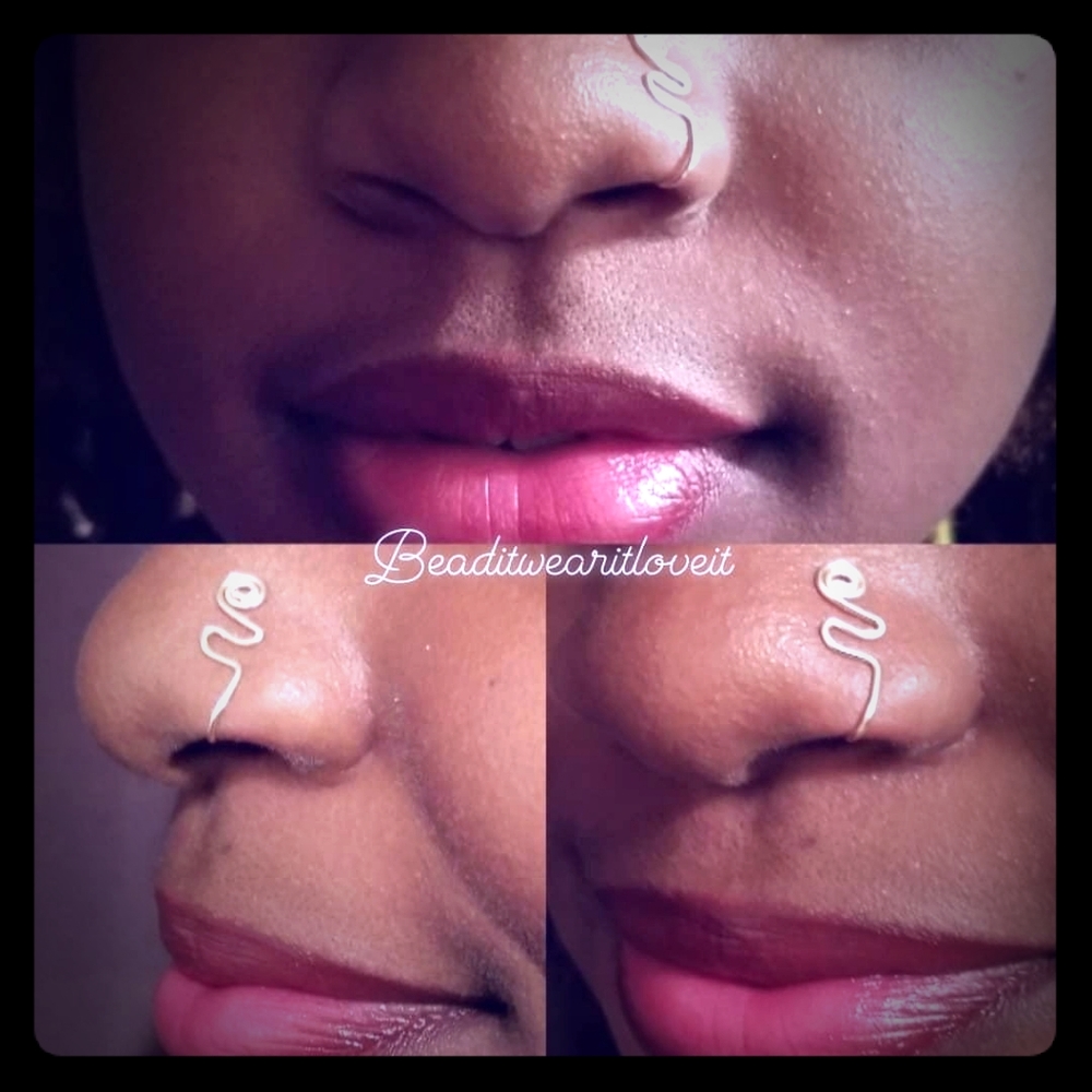 SILVER NOSE RING NO PIERCING, NOSE CUFF STYLE #7